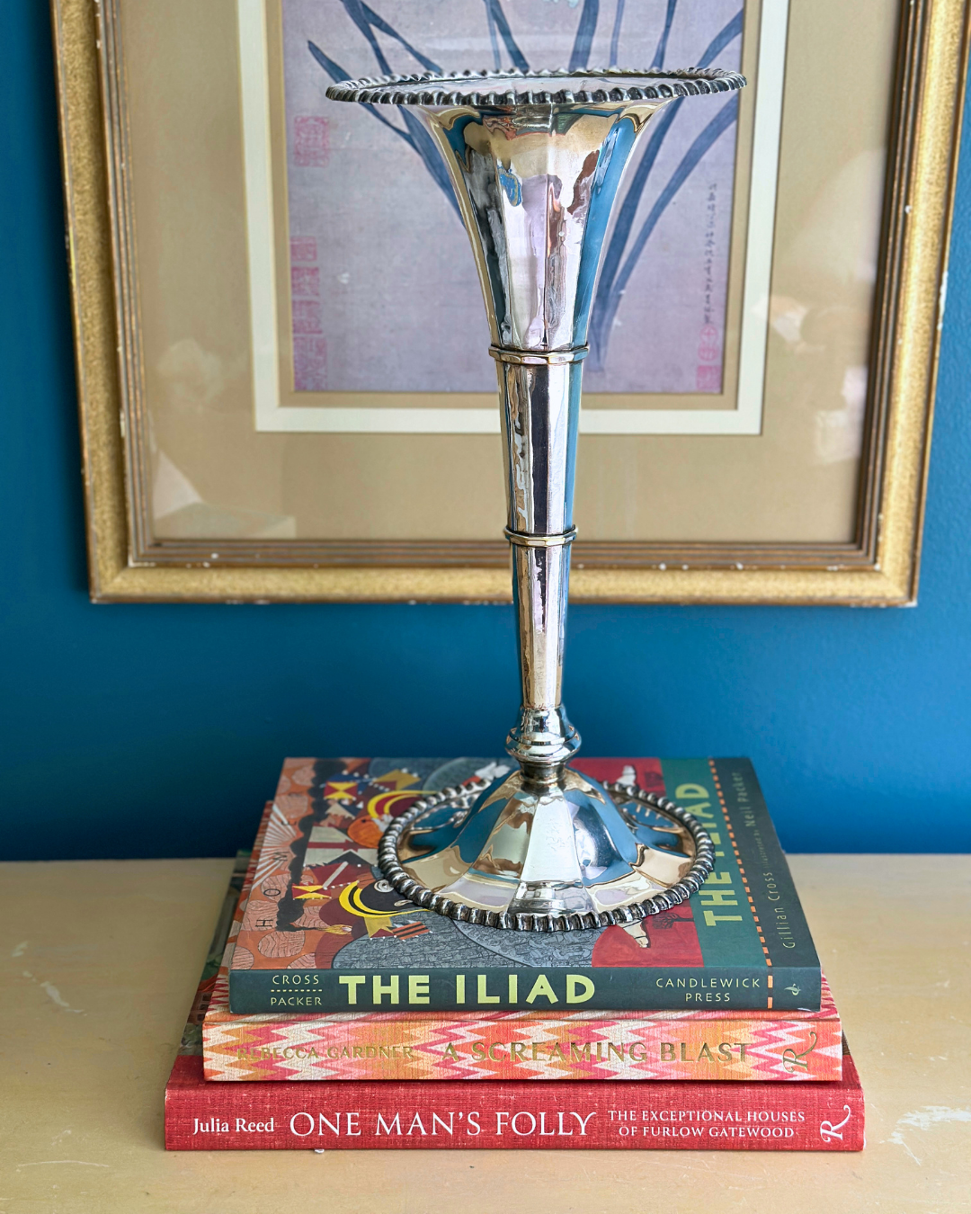 English Silver-Plated Trumpet Vase by Walker & Hall silversmiths of Sheffield, England
