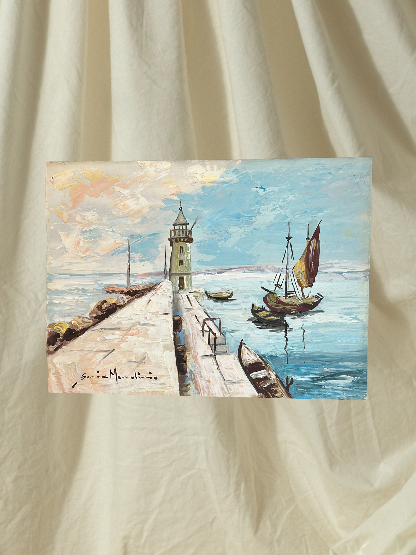 Vintage Italian Coastal Painting