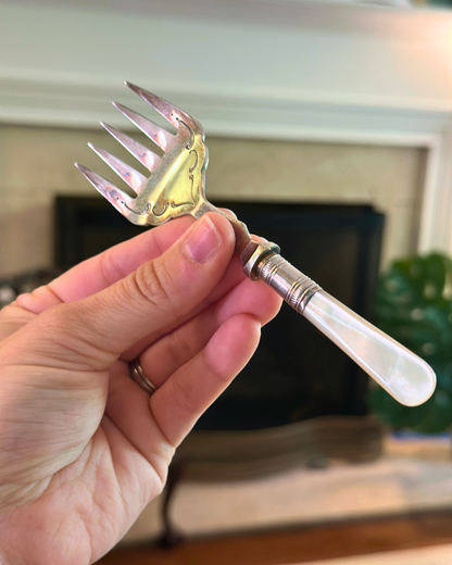 Antique Sheffield Sardine Fork - Silverplate with Mother of Pearl Handle