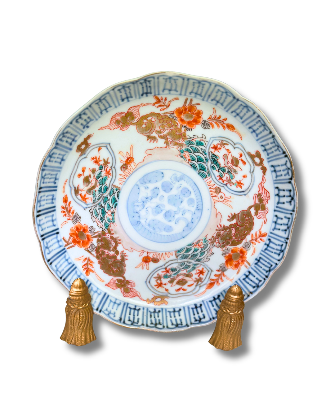 Antique Japanese Imari Scalloped Porcelain Plate