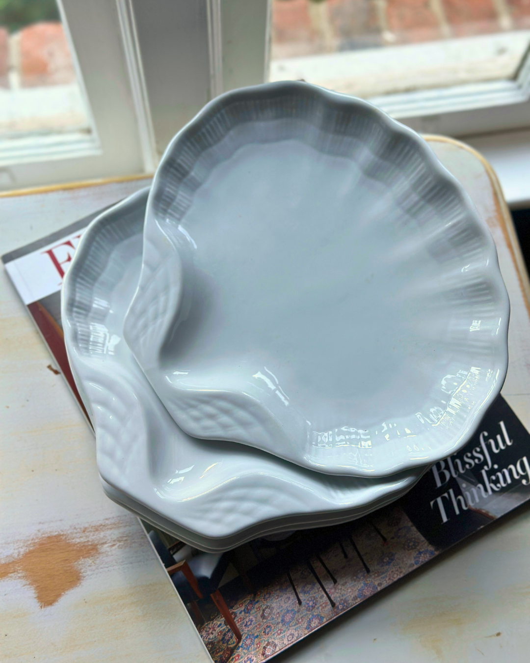 Vintage Italian Porcelain Shell Plates (Set of 4)