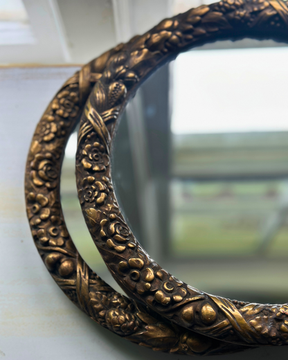 Pair of Antique Italian Florentine "Della Robbia" Wreath Mirrors