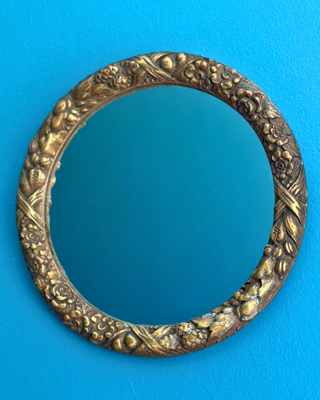 Pair of Antique Italian Florentine "Della Robbia" Wreath Mirrors