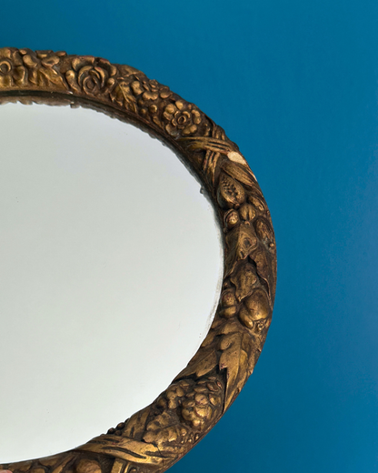 Pair of Antique Italian Florentine "Della Robbia" Wreath Mirrors