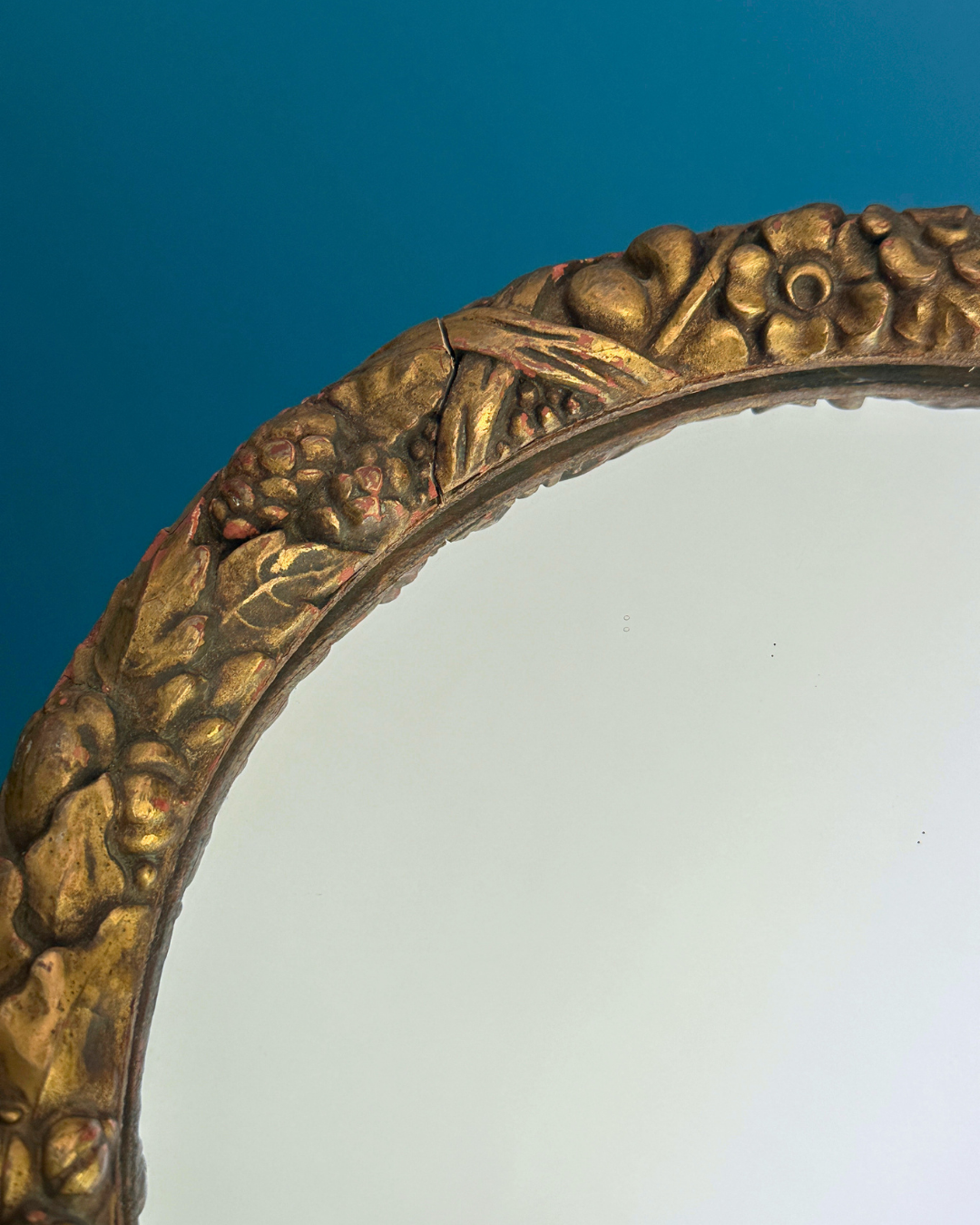 Pair of Antique Italian Florentine "Della Robbia" Wreath Mirrors