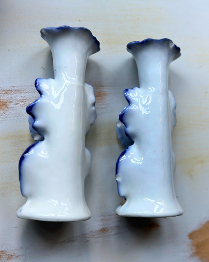 Antique Old Paris Porcelain Cande Holders - Pair