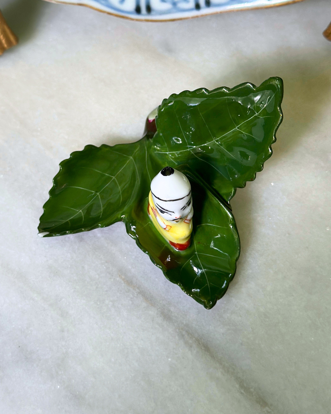 Herend Hungary Asian Figure on Leaf