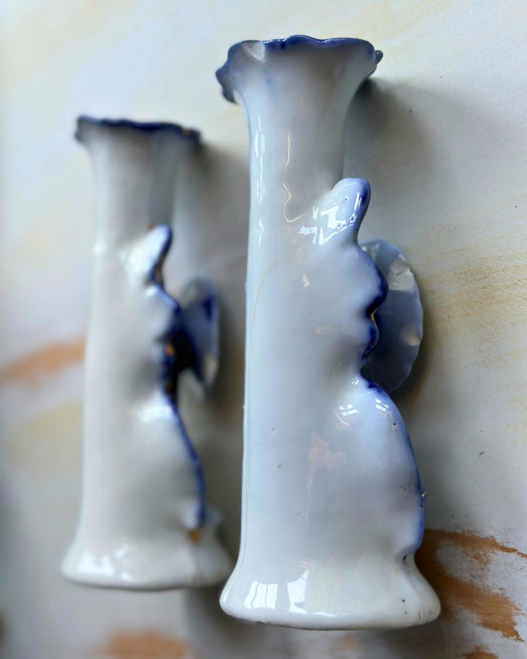 Antique Old Paris Porcelain Cande Holders - Pair