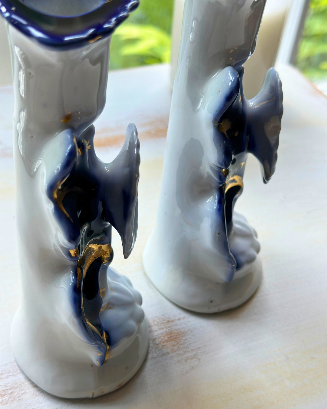 Antique Old Paris Porcelain Cande Holders - Pair