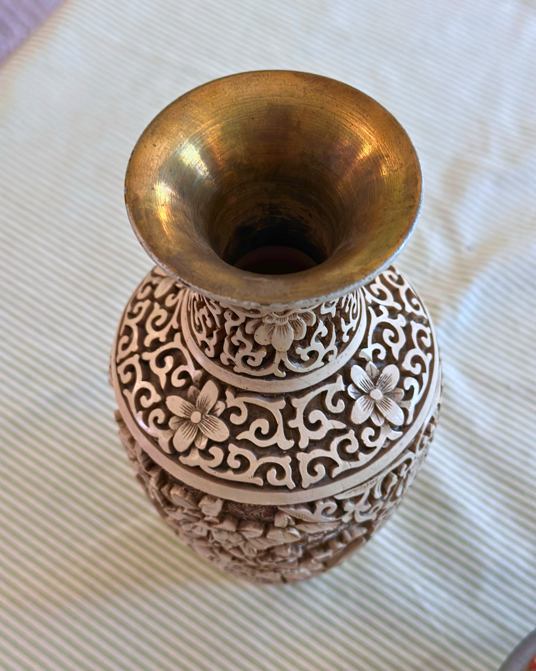 Vintage Ivory Cinnabar Vase