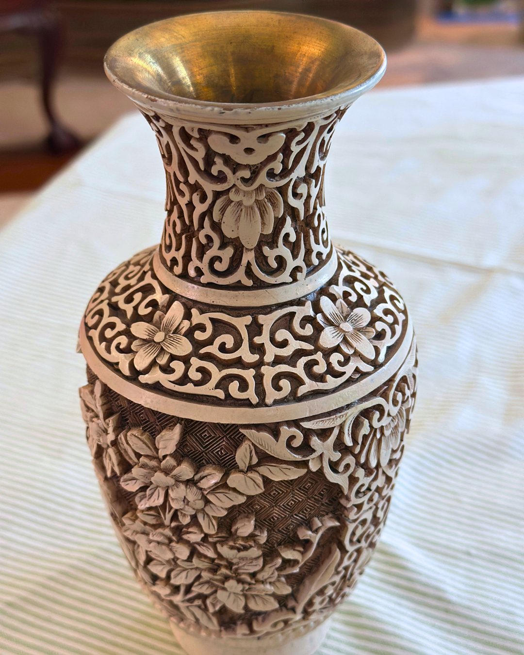 Vintage Ivory Cinnabar Vase
