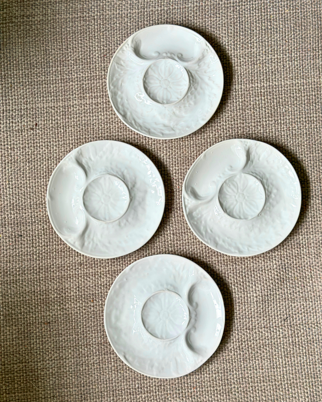 White Majolica Artichoke Plates