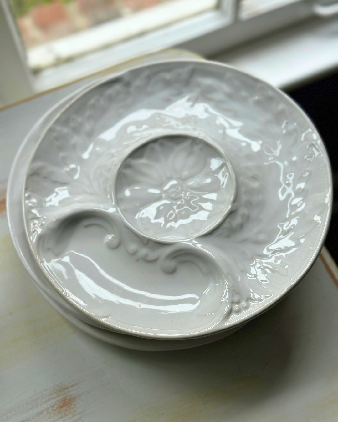 White Majolica Artichoke Plates