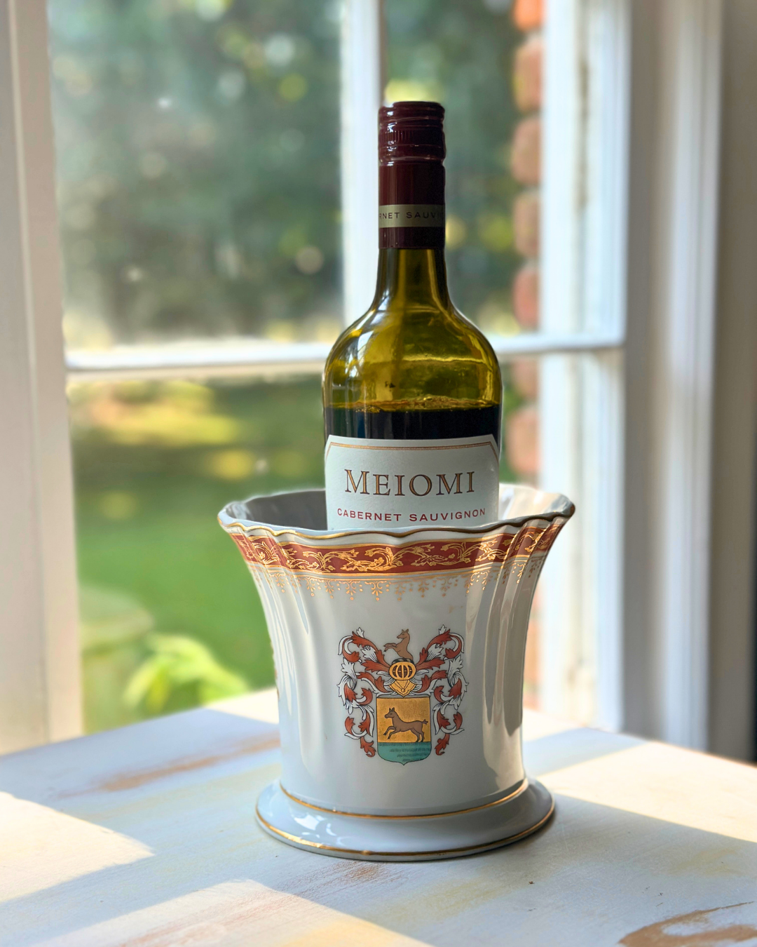 Vintage Heraldic Porcelain Wine Cooler / Cachepot