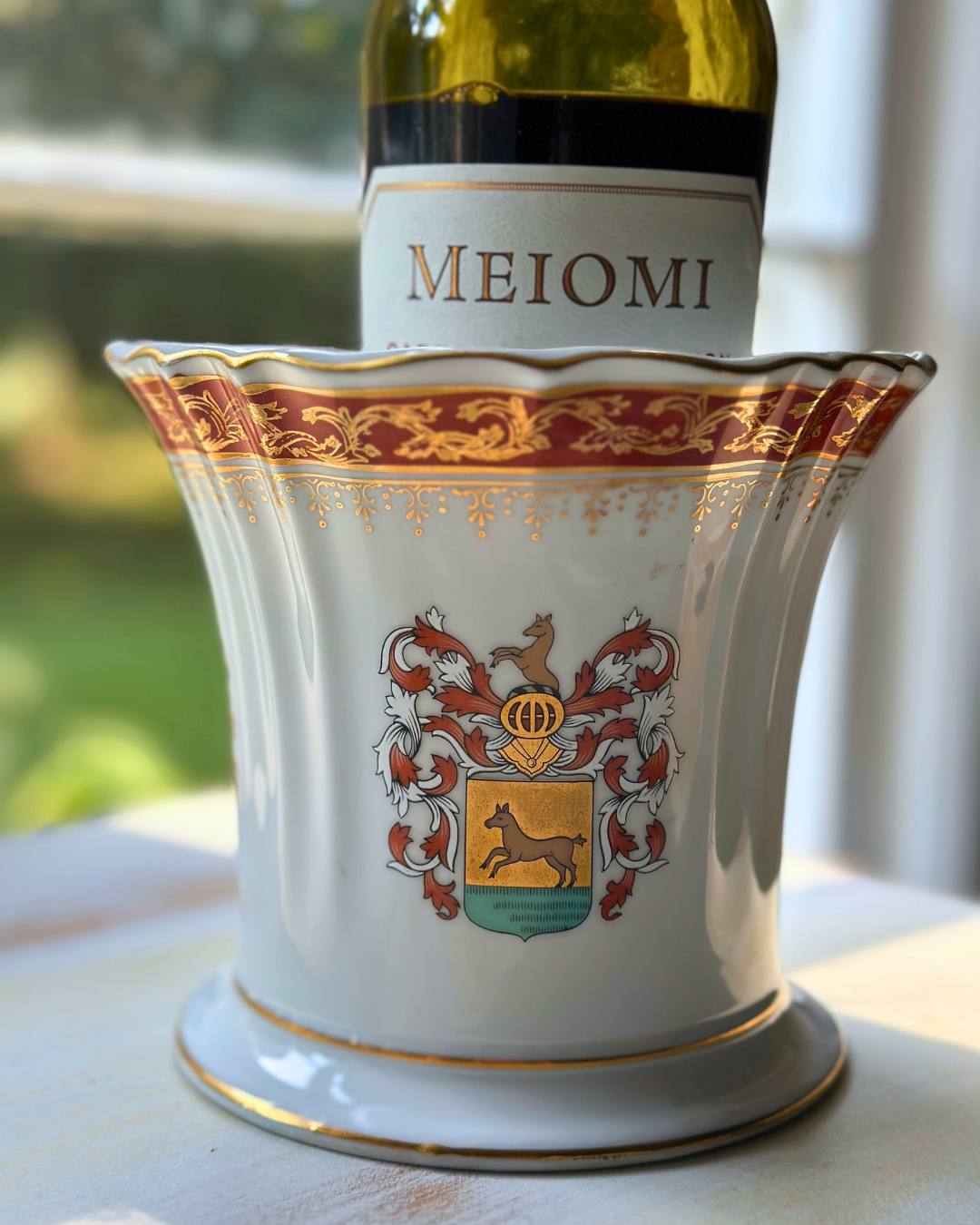 Vintage Heraldic Porcelain Wine Cooler / Cachepot