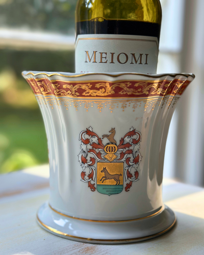 Vintage Heraldic Porcelain Wine Cooler / Cachepot