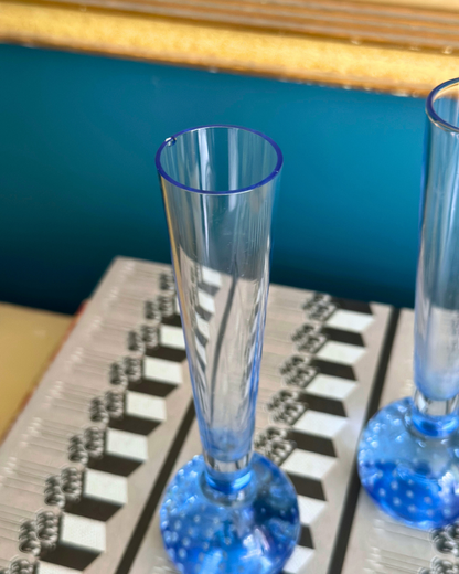 Pair of Vintage Scandinavian Bubble Art Glass Bud Vases