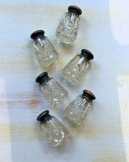 Antique Miniature Cut-Crystal Salt & Pepper Shakers