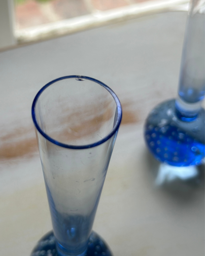 Pair of Vintage Scandinavian Bubble Art Glass Bud Vases