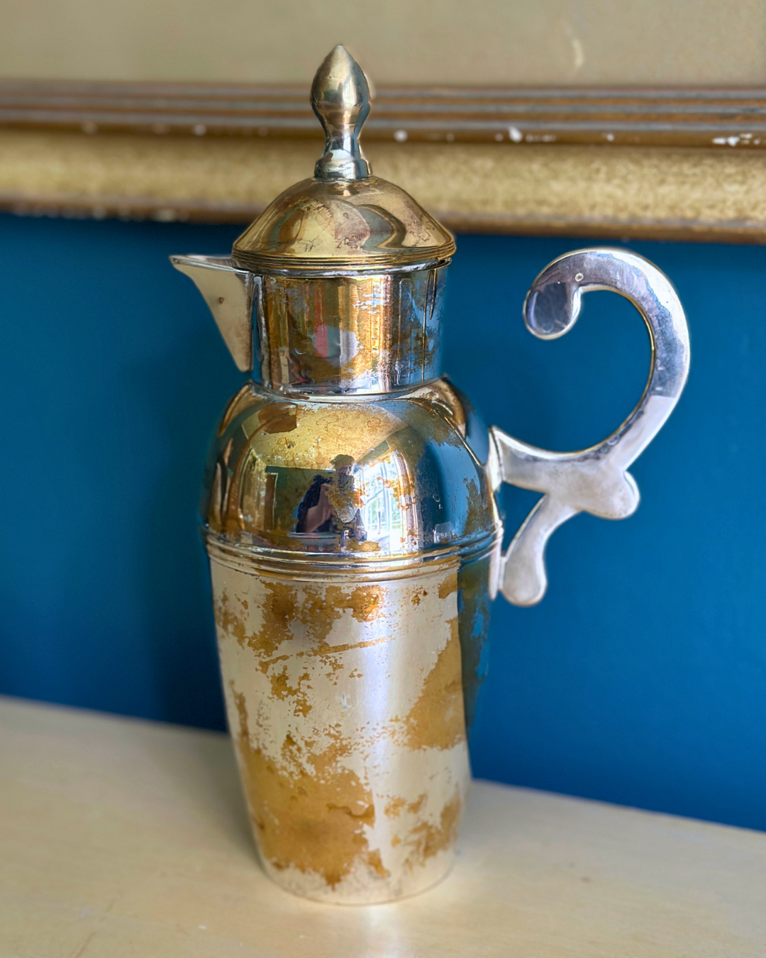 Silverplate Cocktail Shaker with Distressed Patina