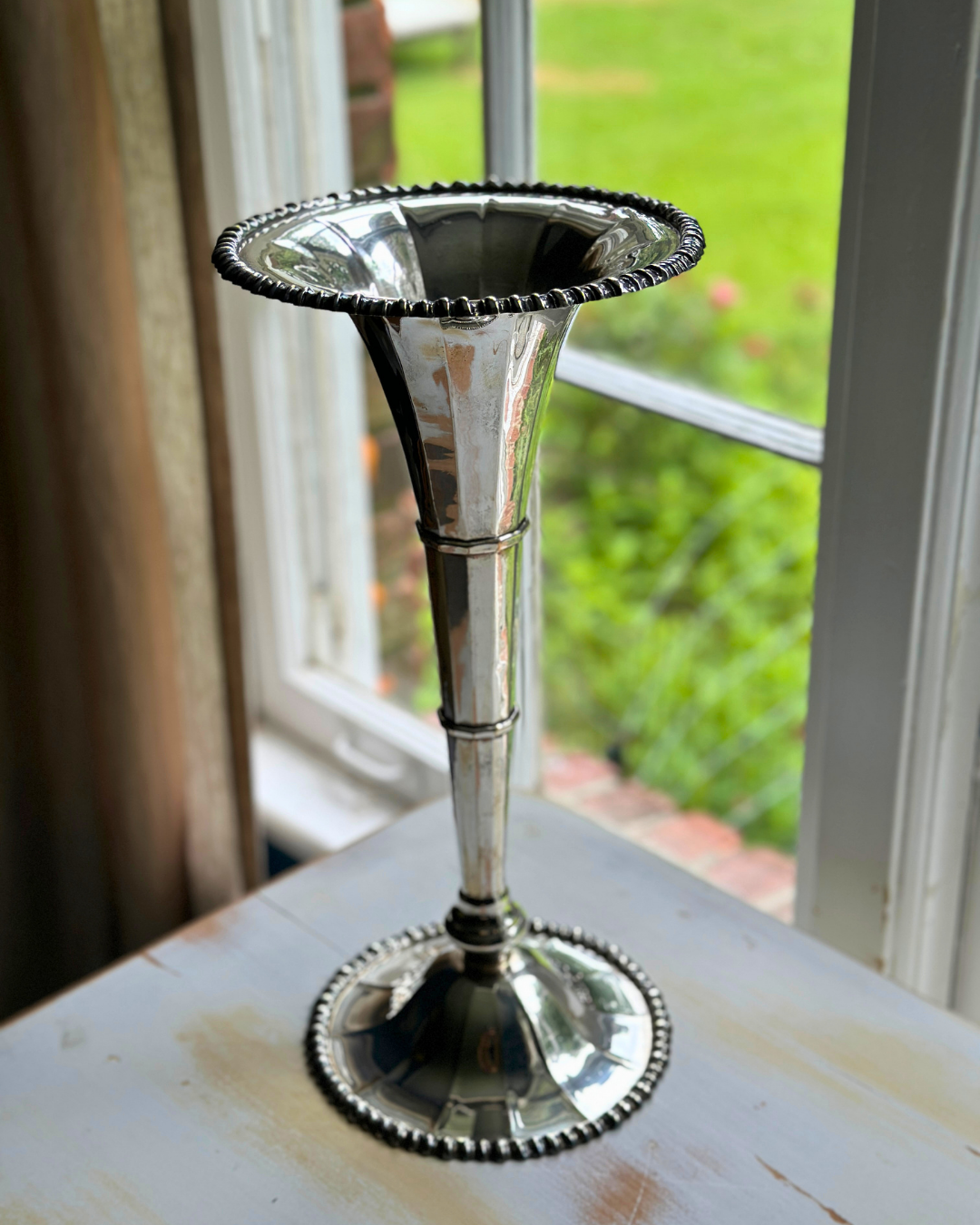 English Silver-Plated Trumpet Vase by Walker & Hall silversmiths of Sheffield, England