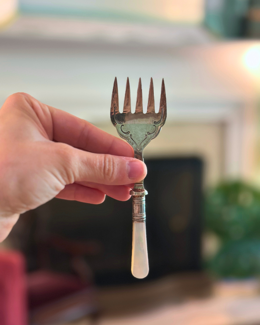Antique Sheffield Sardine Fork - Silverplate with Mother of Pearl Handle