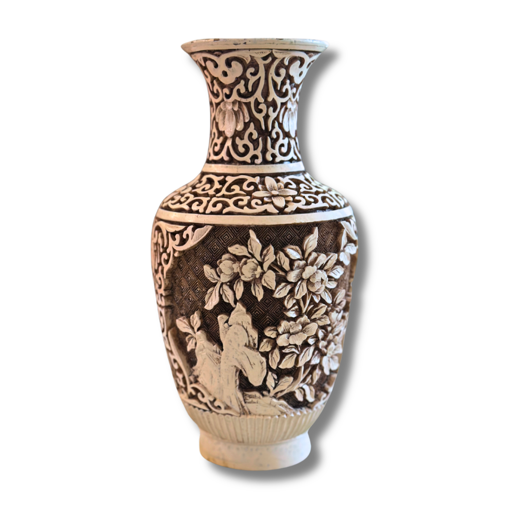 Vintage Ivory Cinnabar Vase