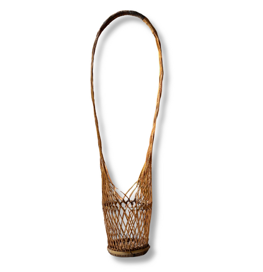Vintage Woven Rattan Wine Bottle Tote Basket