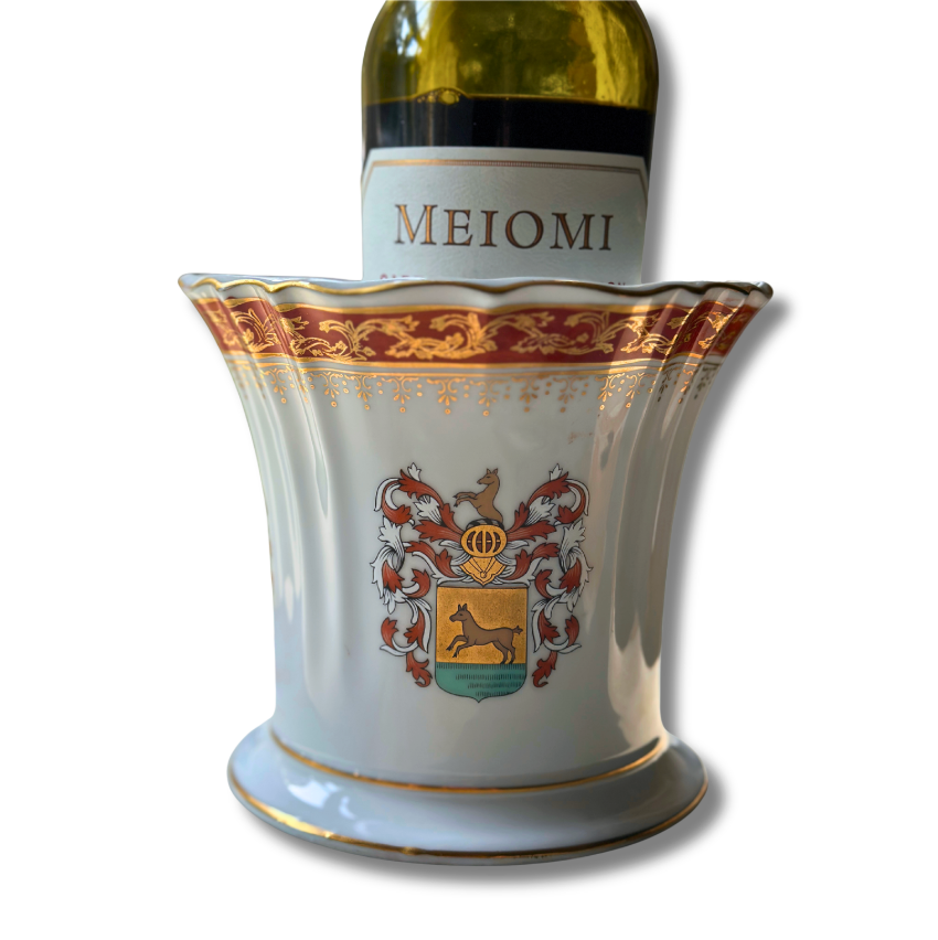 Vintage Heraldic Porcelain Wine Cooler / Cachepot