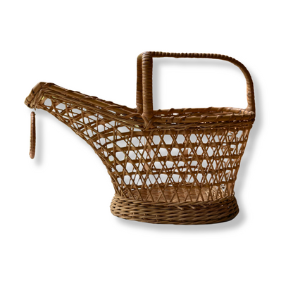 Vintage French Rattan Wine Bottle Basket