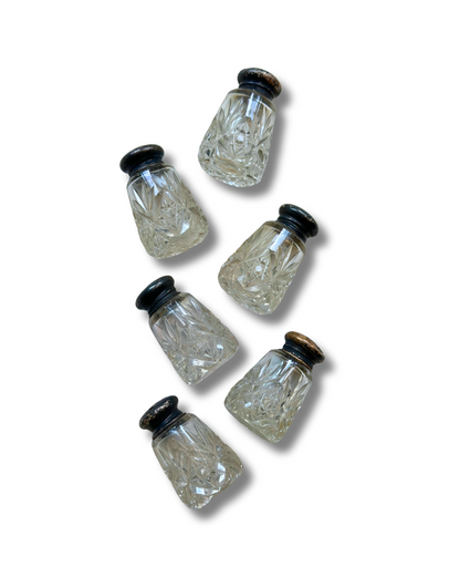 Antique Miniature Cut-Crystal Salt & Pepper Shakers